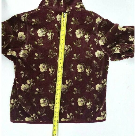 The Territory Ahead Womens Floral Sherpa Velour Fleece Jacket Blazer Maroon - Picture 8 of 10